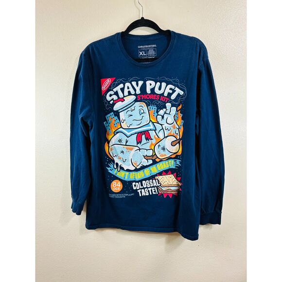Lootwear Ghostbusters Stay Puft S'Mores Kit Long Sleeve Navy Blue Tee Size XL - Picture 2 of 3
